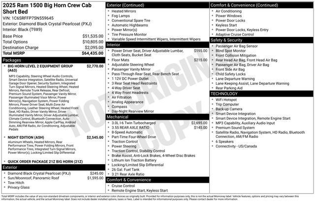 2025 RAM 1500 Big Horn Crew Cab 4x4 5'7" Box