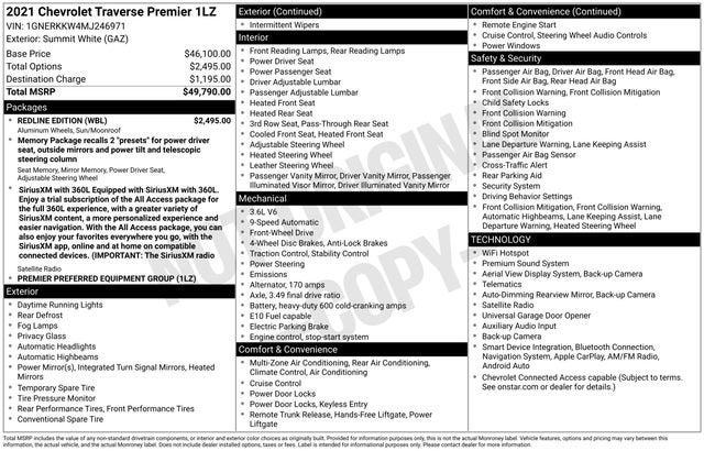 2021 Chevrolet Traverse Premier