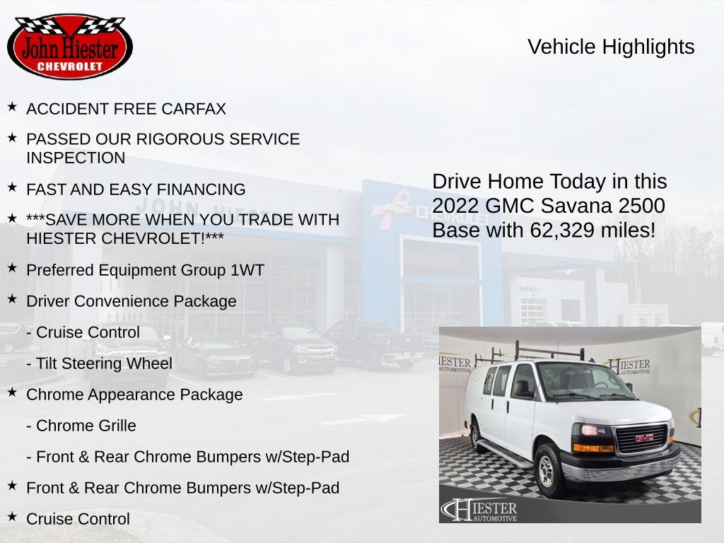 2022 GMC Savana Cargo 2500 RWD 2500 Regular Wheelbase Work Van