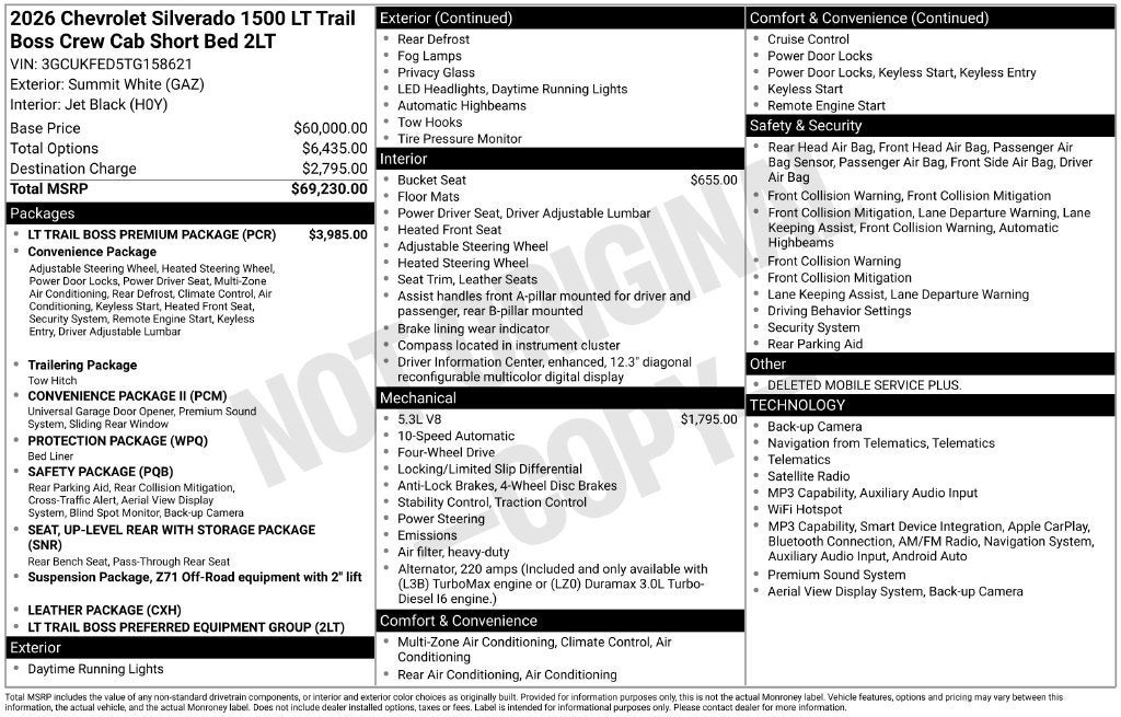 2026 Chevrolet Silverado 1500 LT Trail Boss