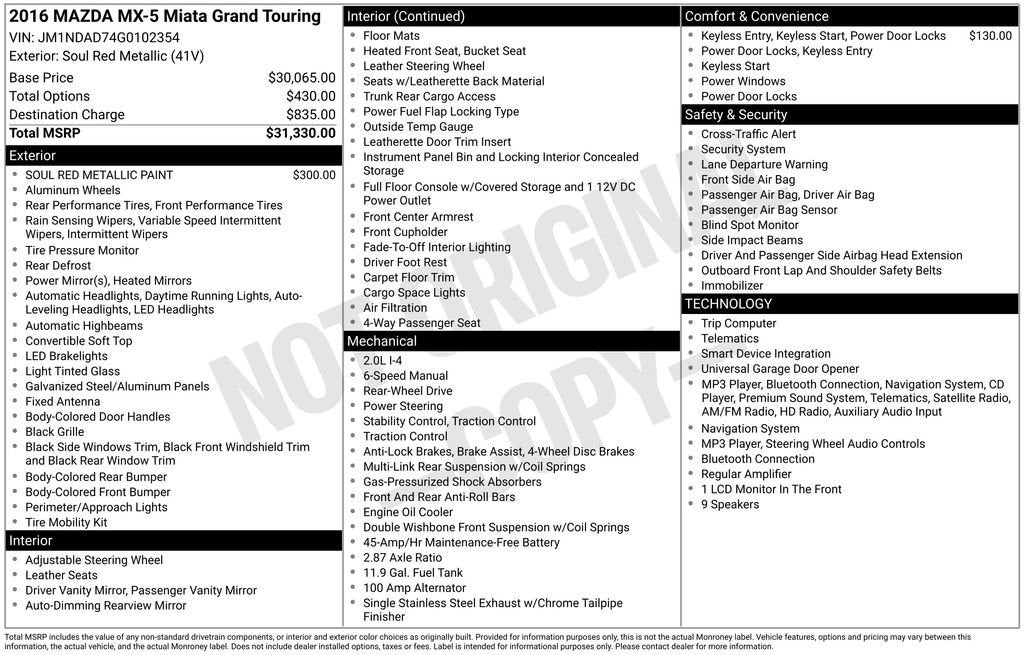 2016 Mazda Mazda MX-5 Miata Grand Touring