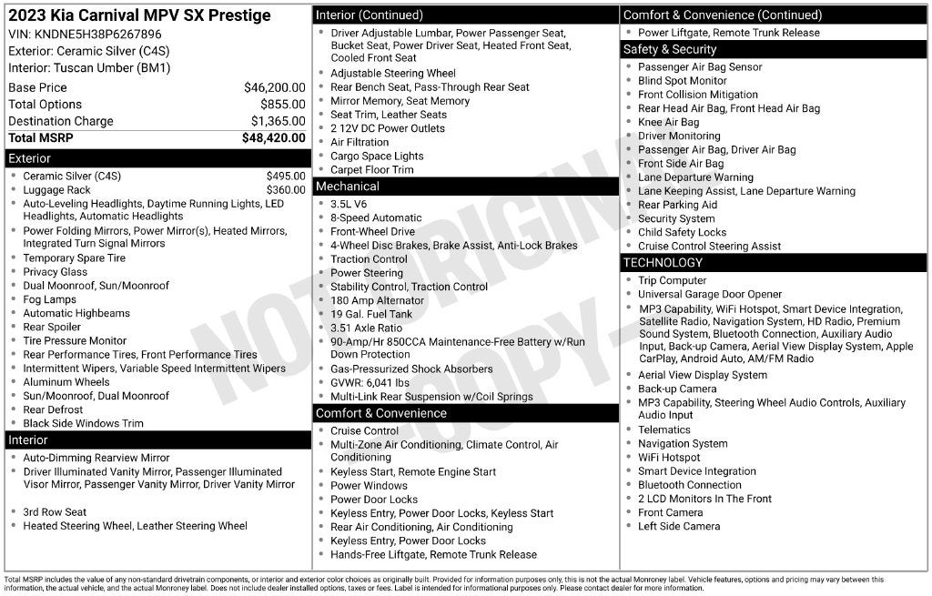 2023 Kia Carnival SX Prestige