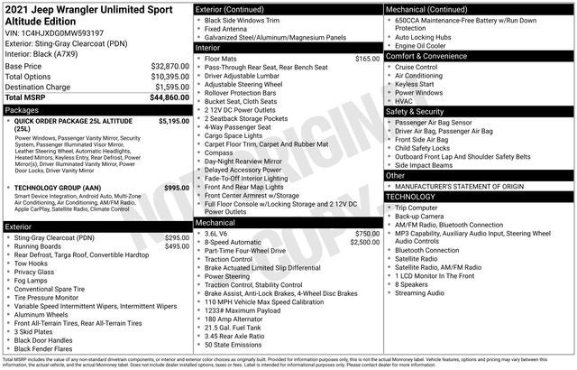 2021 Jeep Wrangler Unlimited Sport Altitude