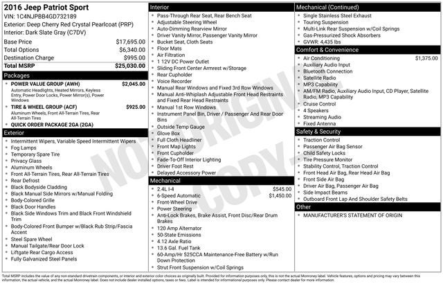 2016 Jeep Patriot Sport