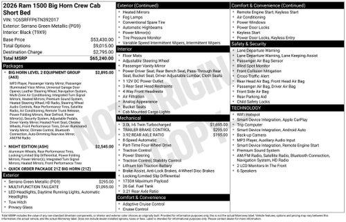 2026 RAM 1500 Big Horn/Lone Star