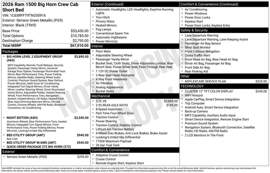 2026 RAM 1500 Big Horn/Lone Star