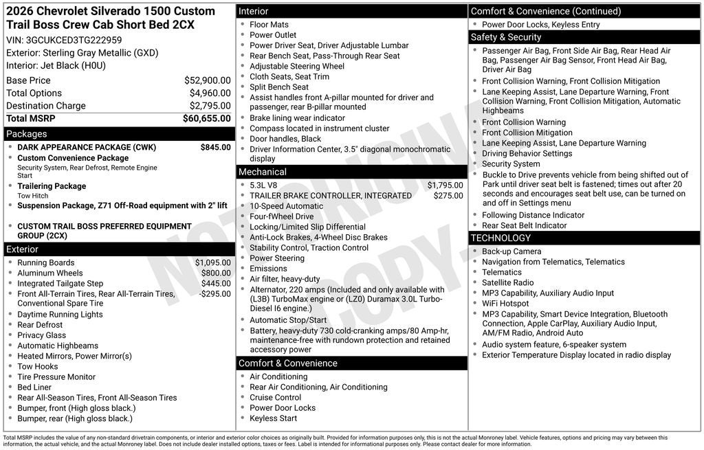 2026 Chevrolet Silverado 1500 Custom Trail Boss