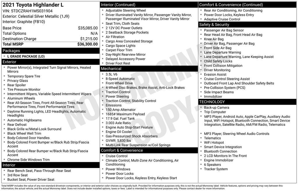 2021 Toyota Highlander L