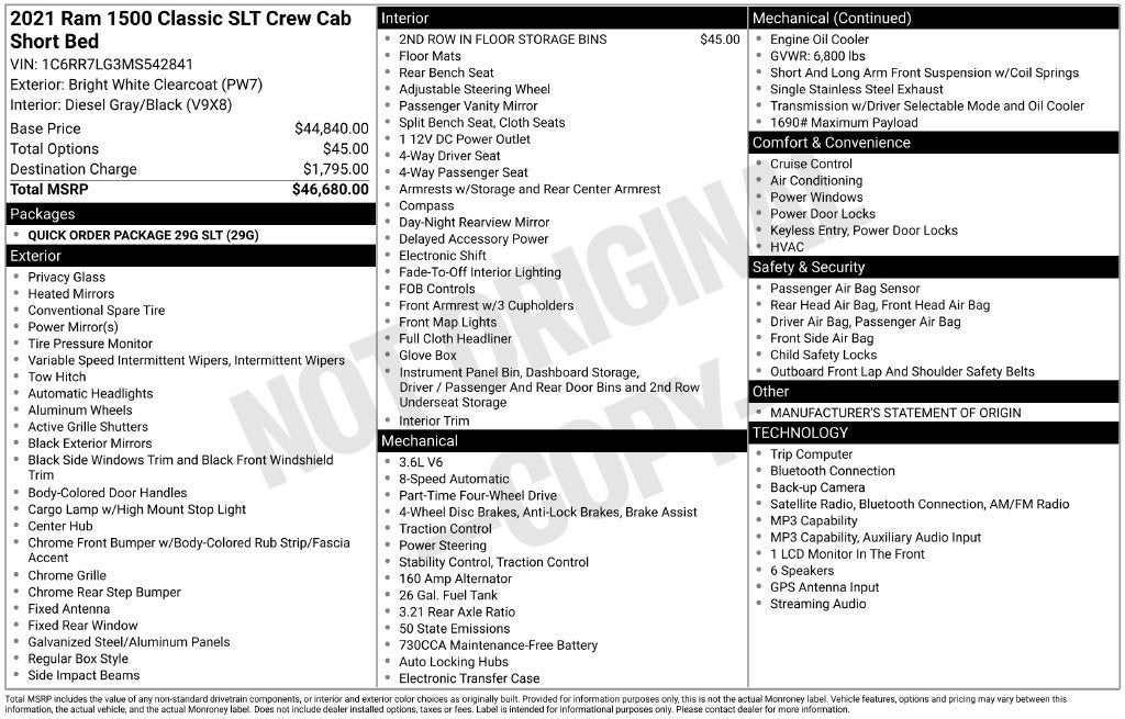 2021 RAM 1500 Classic SLT