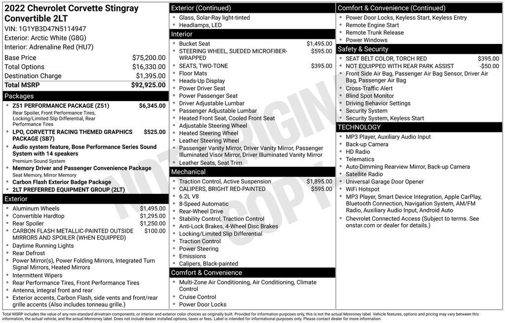 2022 Chevrolet Corvette Stingray 2LT