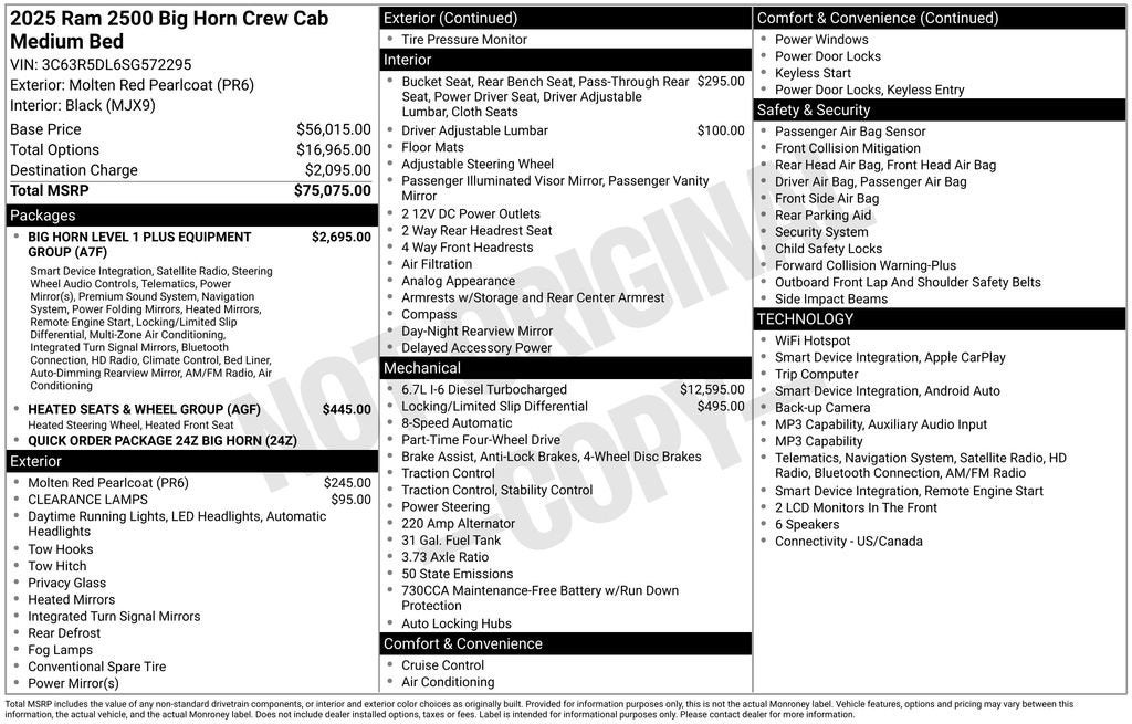 2025 RAM 2500 Big Horn Crew Cab 4x4 6'4" Box