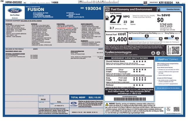 2019 Ford Fusion SE