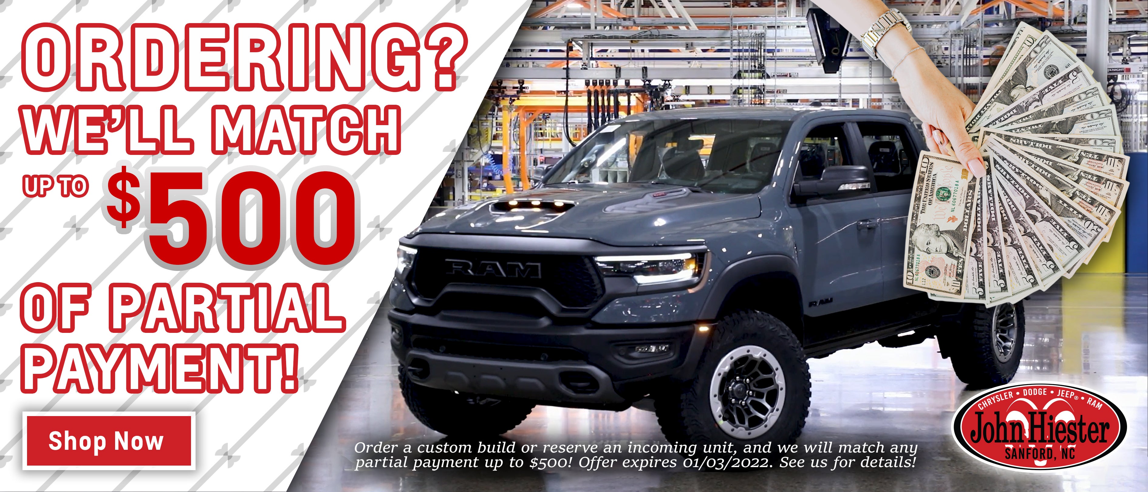 We'll match up to $500 of partial payment!